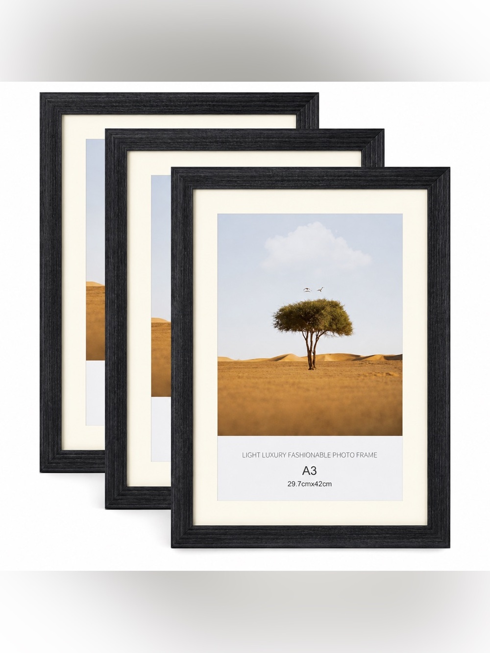 Black Wood Gallery Photo Frame (Set of 3) - A3